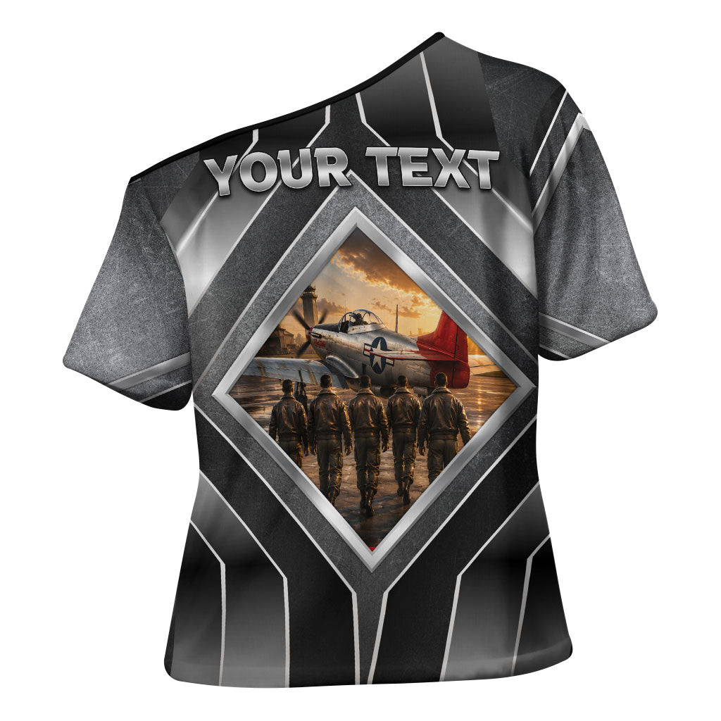 Personalized Tuskegee Airmen Cross Shoulder Shirt Vintage WWII Aviation History Graphic Art