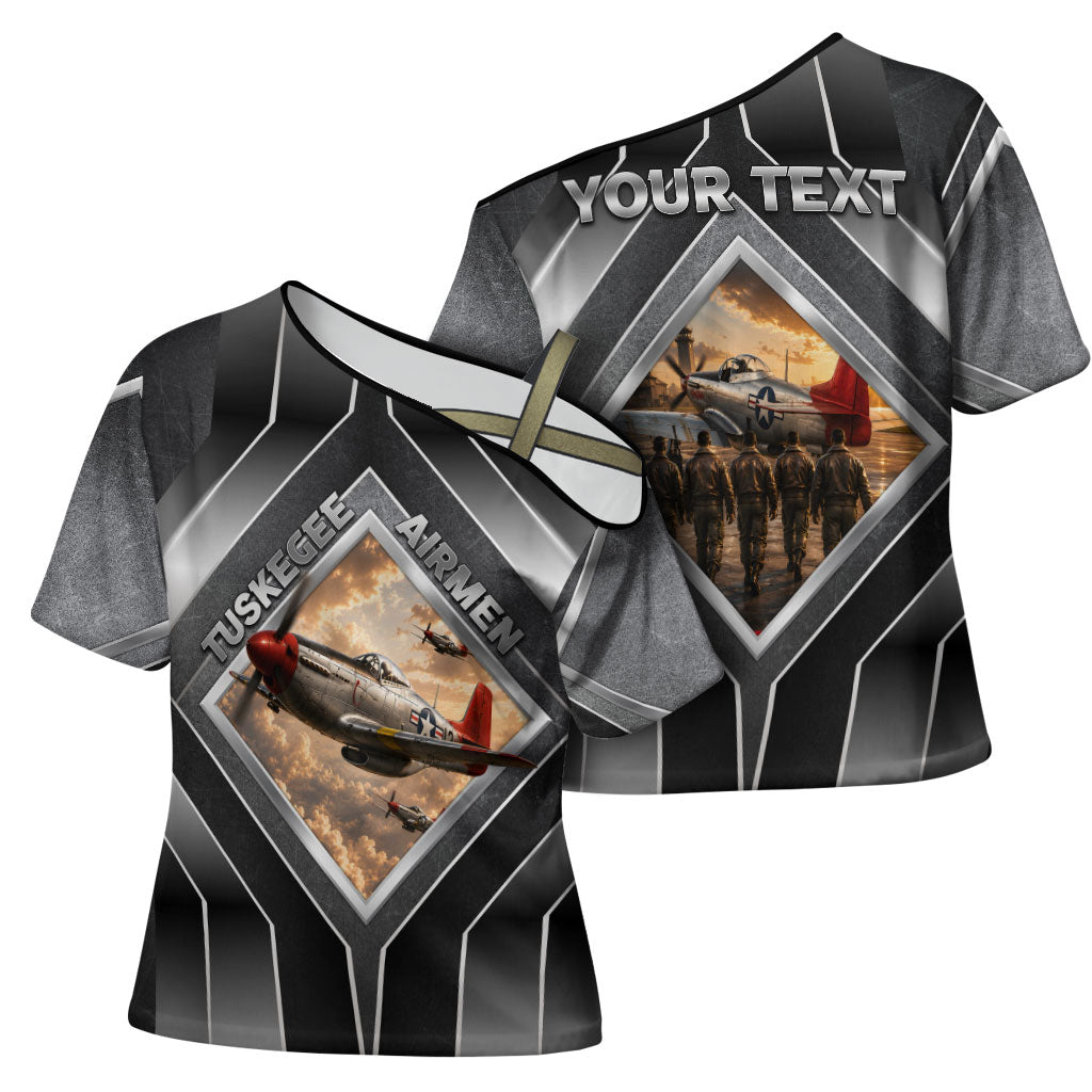 Personalized Tuskegee Airmen Cross Shoulder Shirt Vintage WWII Aviation History Graphic Art