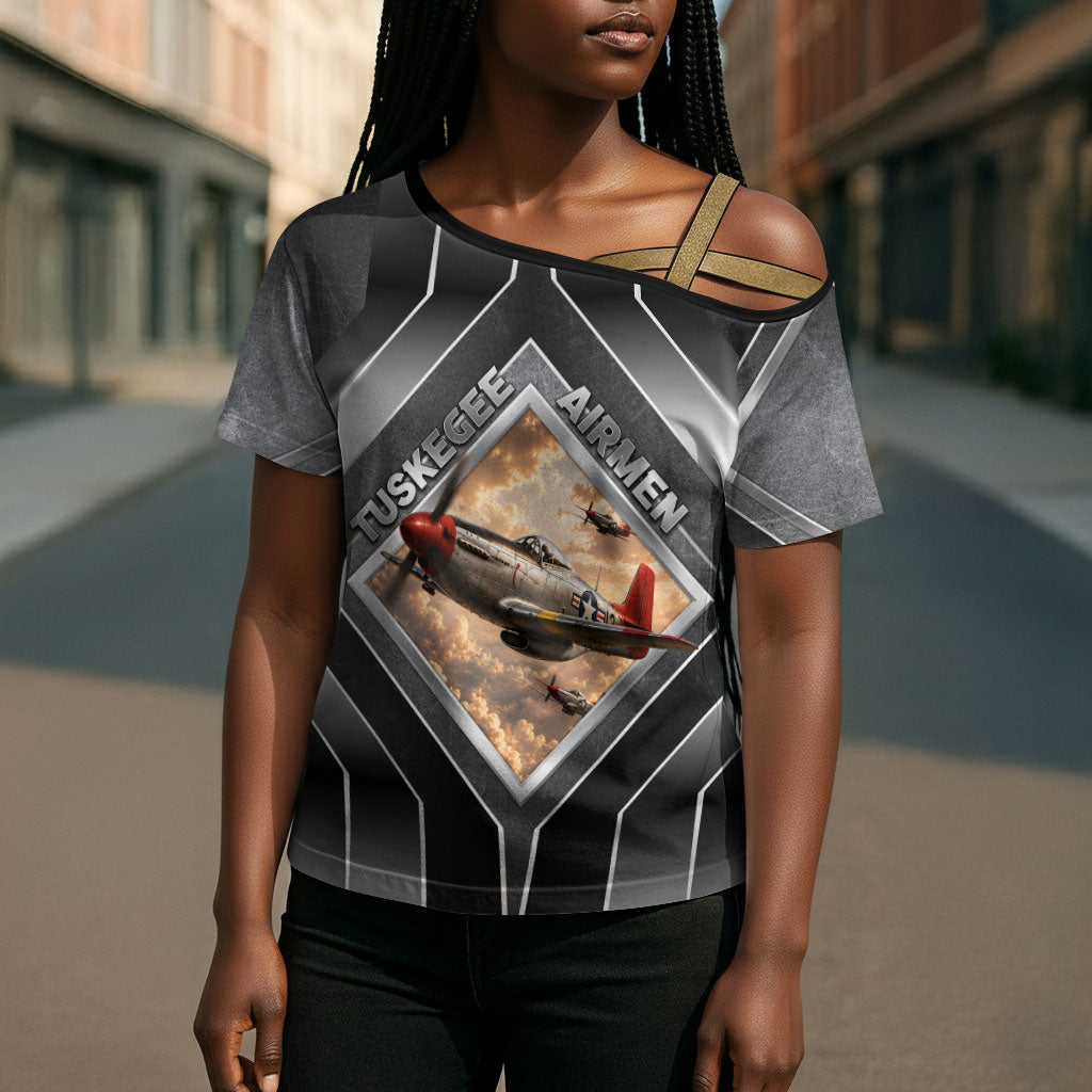 Personalized Tuskegee Airmen Cross Shoulder Shirt Vintage WWII Aviation History Graphic Art
