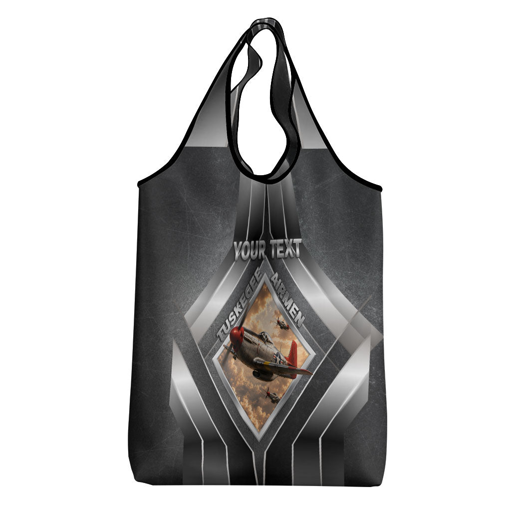 Personalized Tuskegee Airmen Grocery Bag Vintage WWII Aviation History Graphic Art