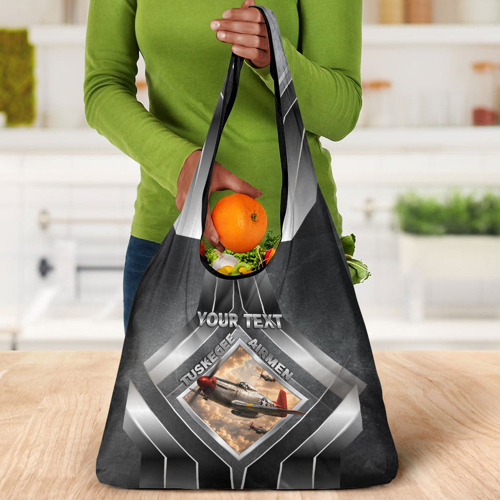 Personalized Tuskegee Airmen Grocery Bag Vintage WWII Aviation History Graphic Art