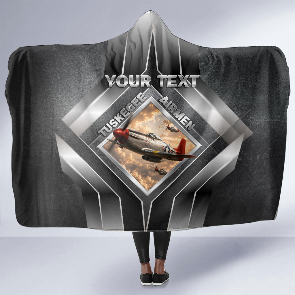 Personalized Tuskegee Airmen Hooded Blanket Vintage WWII Aviation History Graphic Art
