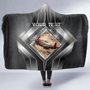 Personalized Tuskegee Airmen Hooded Blanket Vintage WWII Aviation History Graphic Art