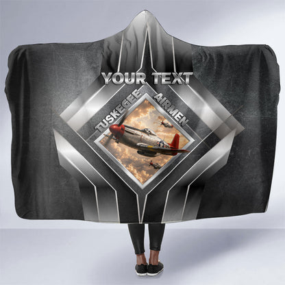 Personalized Tuskegee Airmen Hooded Blanket Vintage WWII Aviation History Graphic Art