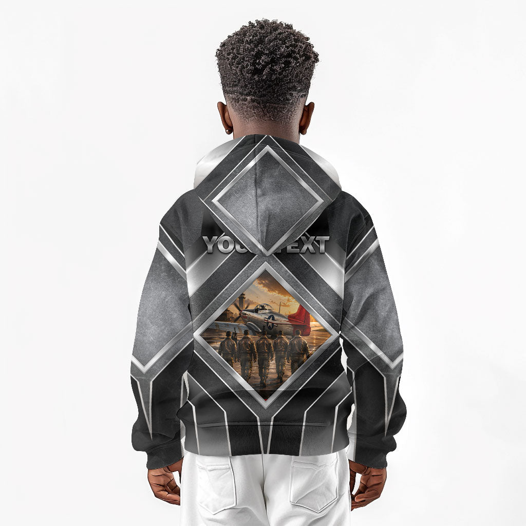 Personalized Tuskegee Airmen Kid Hoodie Vintage WWII Aviation History Graphic Art