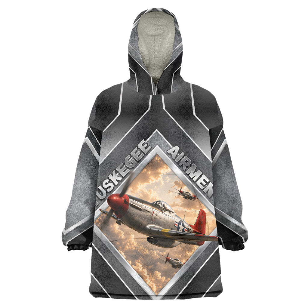 Personalized Tuskegee Airmen Kid Wearable Blanket Hoodie Vintage WWII Aviation History Graphic Art
