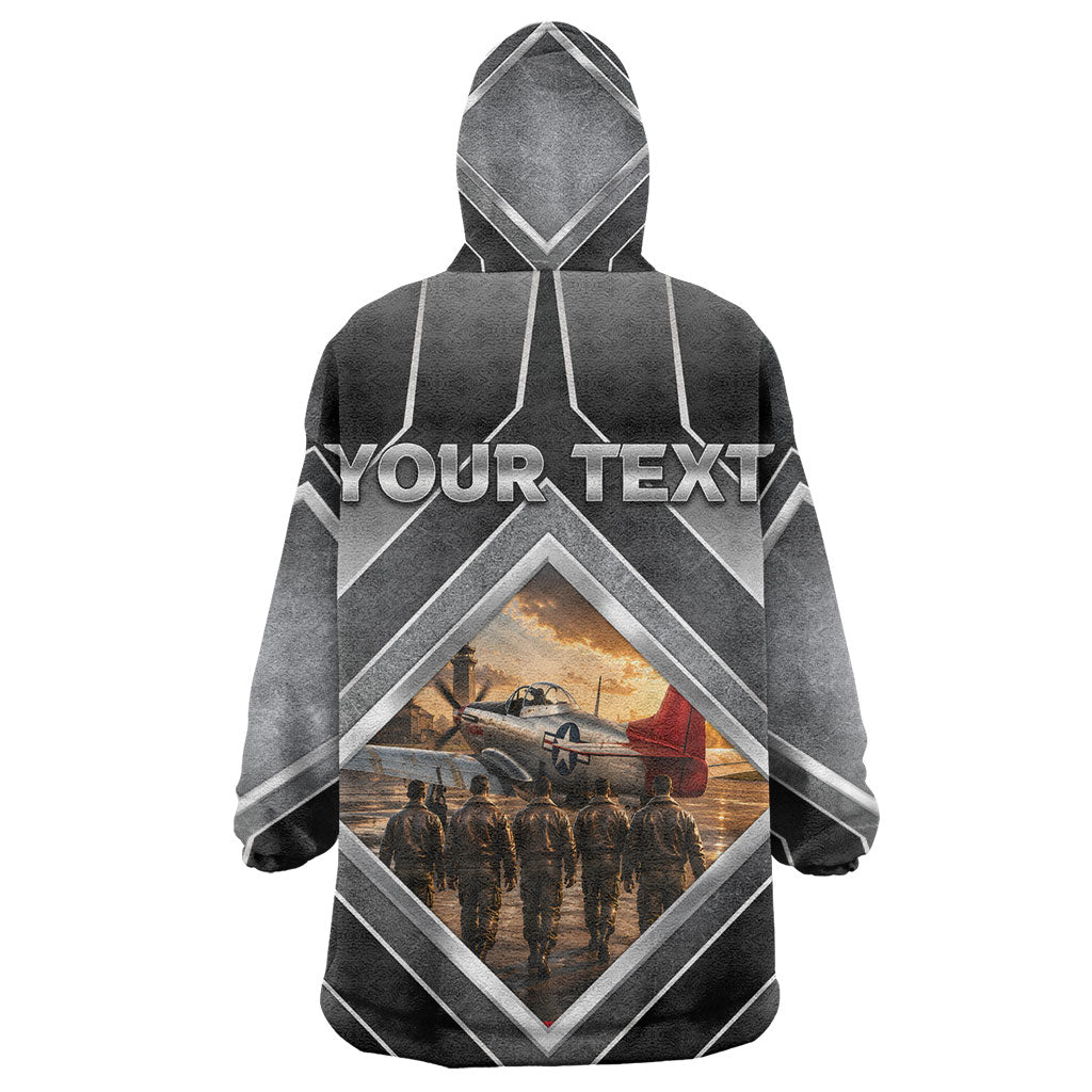 Personalized Tuskegee Airmen Kid Wearable Blanket Hoodie Vintage WWII Aviation History Graphic Art