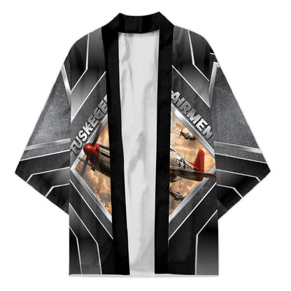 Personalized Tuskegee Airmen Kimono Vintage WWII Aviation History Graphic Art