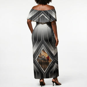 Personalized Tuskegee Airmen Off Shoulder Maxi Dress Vintage WWII Aviation History Graphic Art