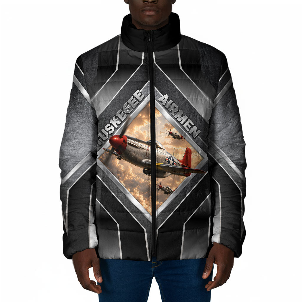 Personalized Tuskegee Airmen Padded Jacket Vintage WWII Aviation History Graphic Art