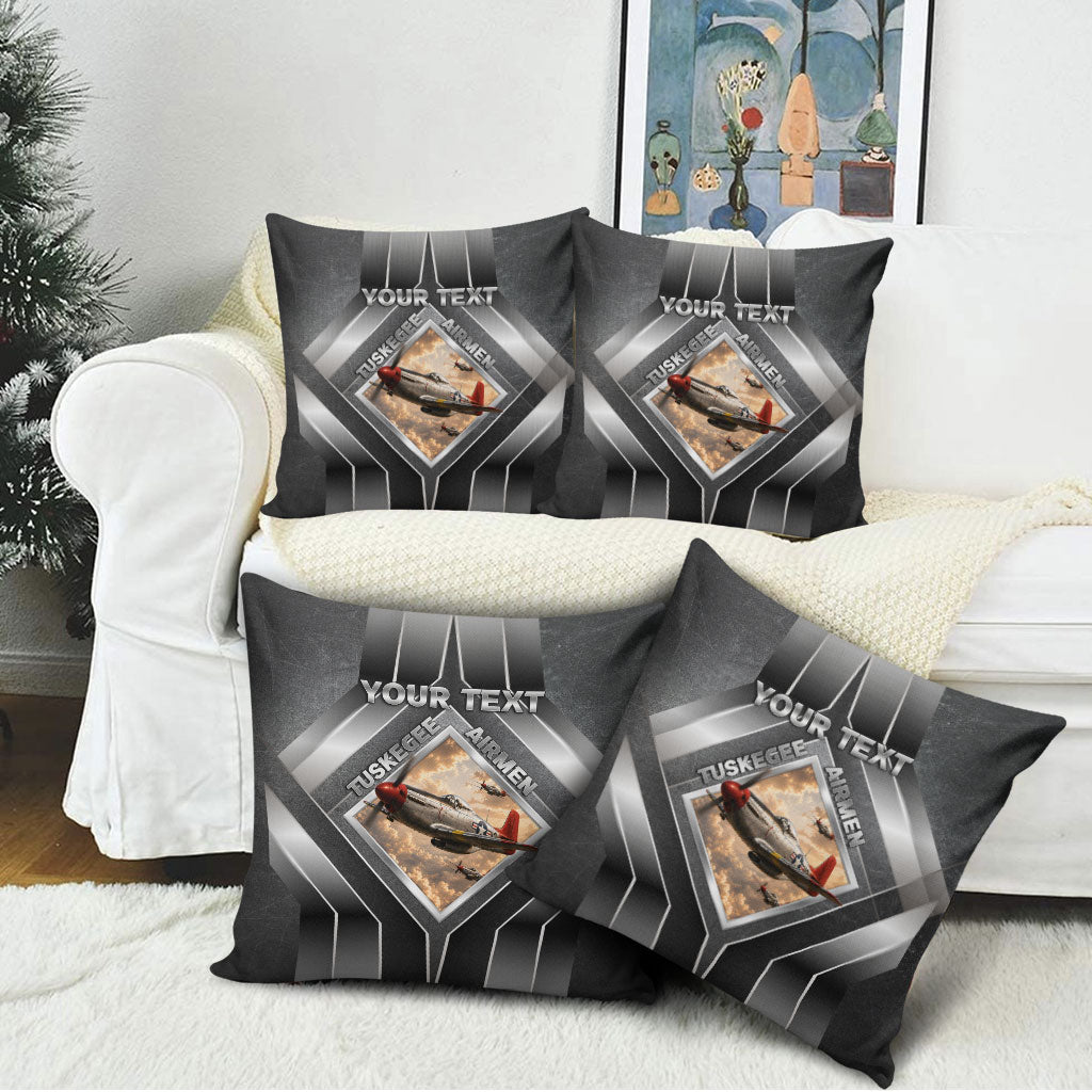 Personalized Tuskegee Airmen Pillow Cover Vintage WWII Aviation History Graphic Art