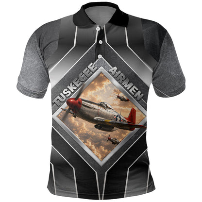 Personalized Tuskegee Airmen Polo Shirt Vintage WWII Aviation History Graphic Art