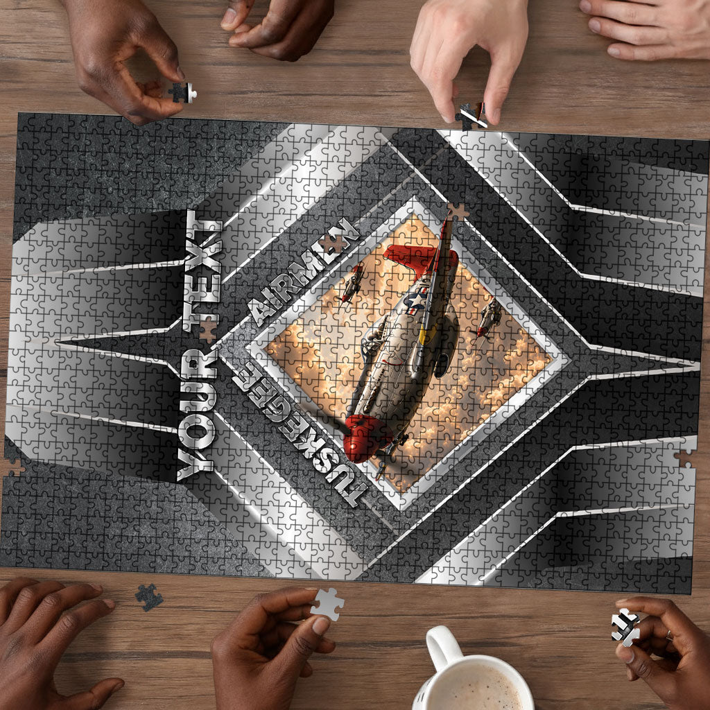 Personalized Tuskegee Airmen Puzzle Vintage WWII Aviation History Graphic Art