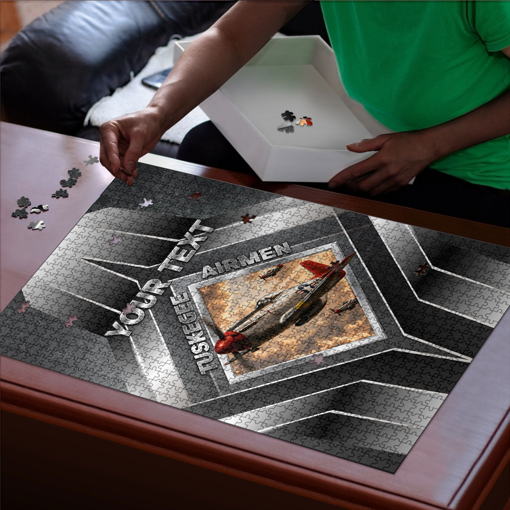 Personalized Tuskegee Airmen Puzzle Vintage WWII Aviation History Graphic Art