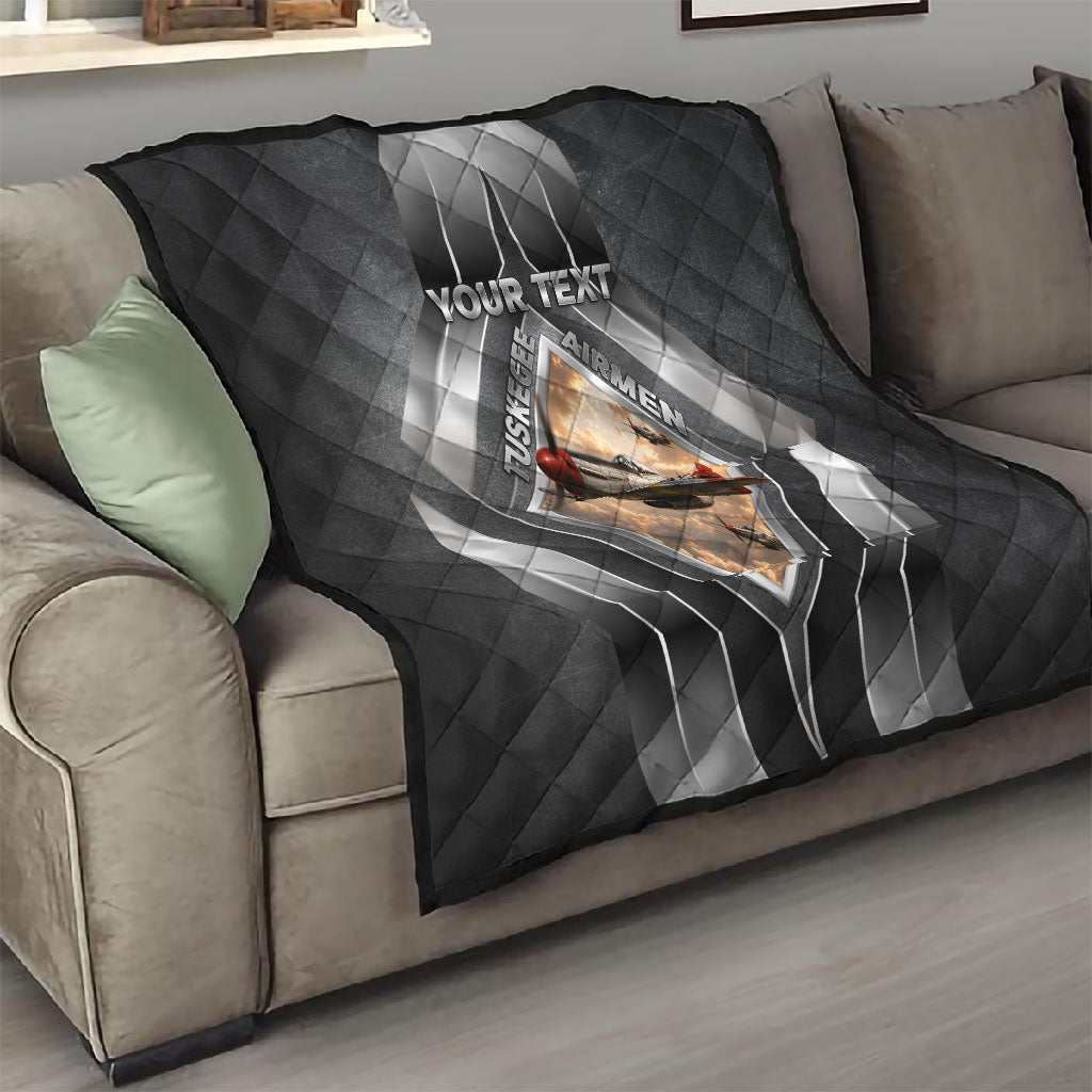 Personalized Tuskegee Airmen Quilt Vintage WWII Aviation History Graphic Art