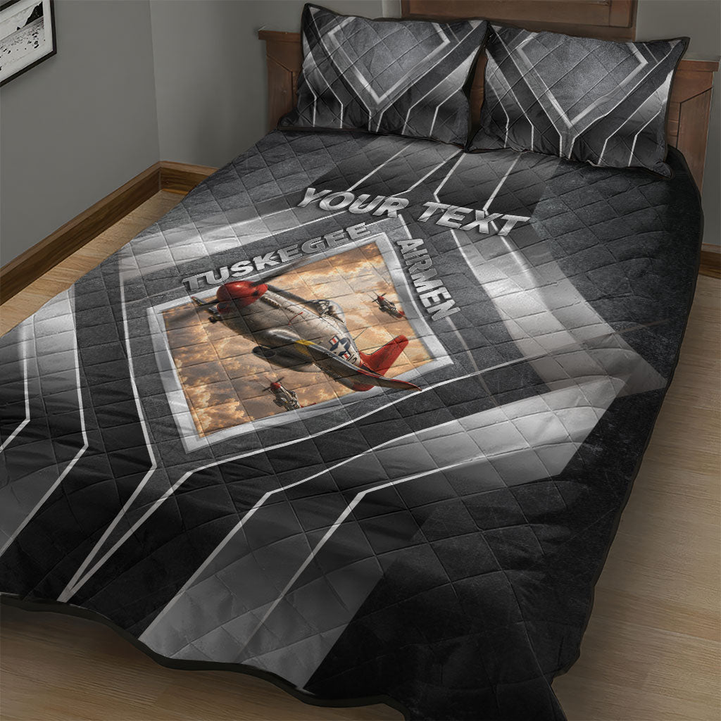 Personalized Tuskegee Airmen Quilt Bed Set Vintage WWII Aviation History Graphic Art