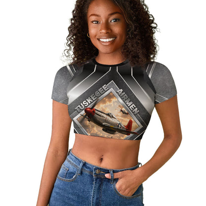 Personalized Tuskegee Airmen Raglan Cropped T shirt Vintage WWII Aviation History Graphic Art