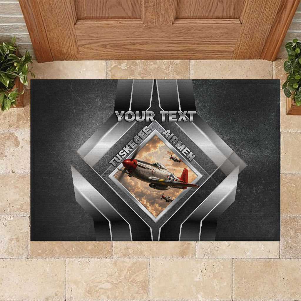 Personalized Tuskegee Airmen Rubber Doormat Vintage WWII Aviation History Graphic Art