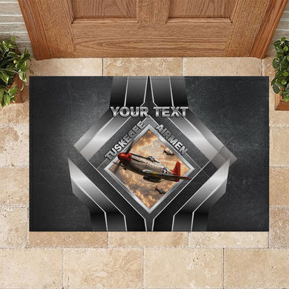 Personalized Tuskegee Airmen Rubber Doormat Vintage WWII Aviation History Graphic Art