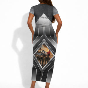 Personalized Tuskegee Airmen Short Sleeve Bodycon Dress Vintage WWII Aviation History Graphic Art