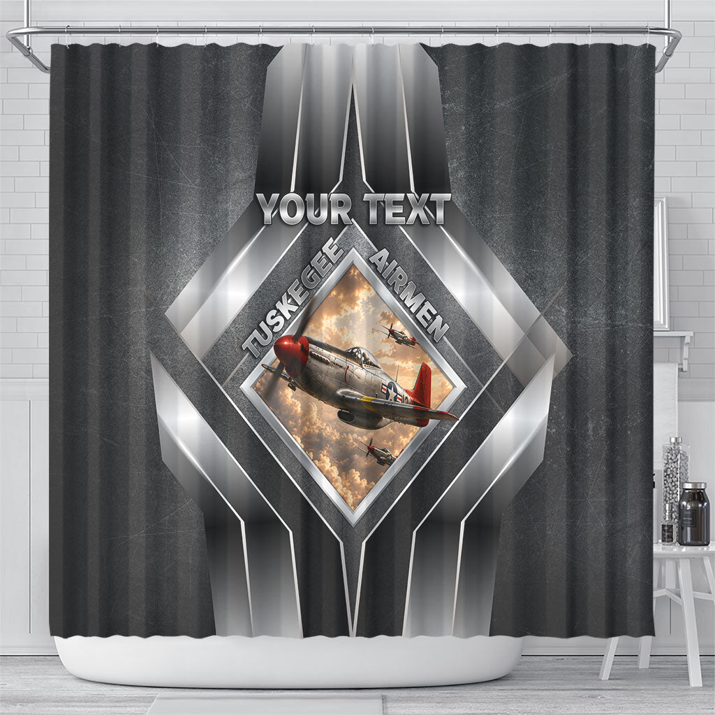 Personalized Tuskegee Airmen Shower Curtain Vintage WWII Aviation History Graphic Art