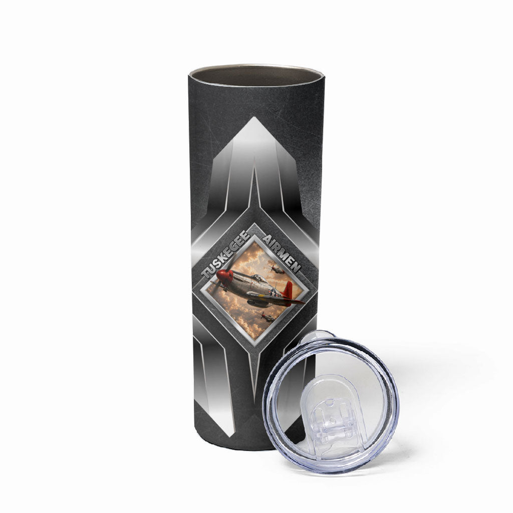 Personalized Tuskegee Airmen Skinny Tumbler Vintage WWII Aviation History Graphic Art