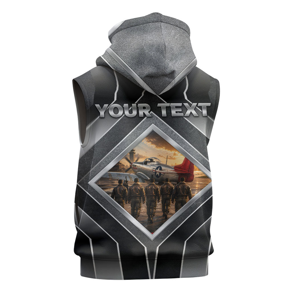 Personalized Tuskegee Airmen Sleeveless Zip Hoodie Vintage WWII Aviation History Graphic Art