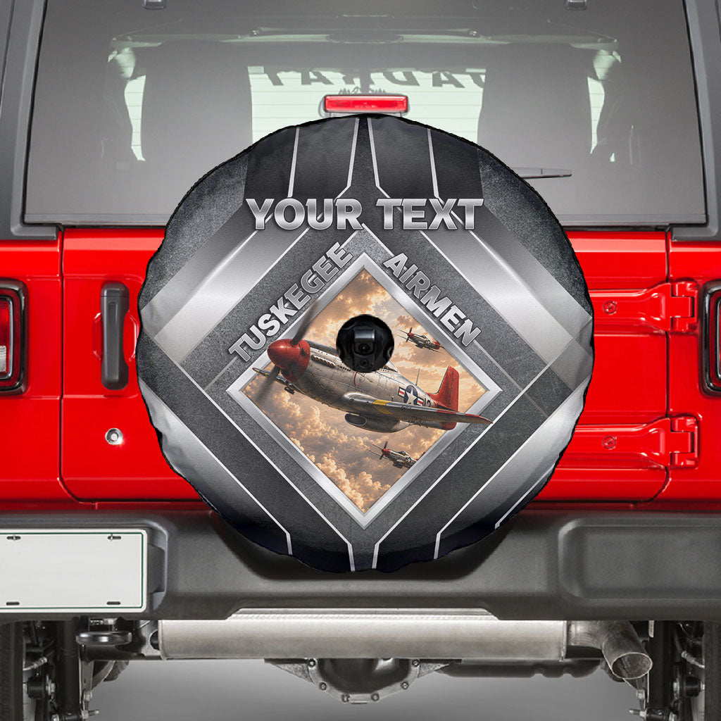 Personalized Tuskegee Airmen Spare Tire Cover Vintage WWII Aviation History Graphic Art