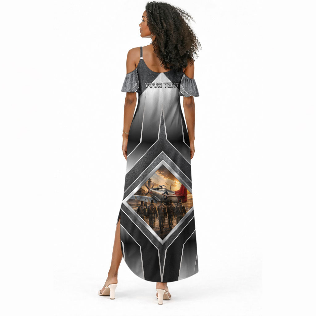 Personalized Tuskegee Airmen Summer Maxi Dress Vintage WWII Aviation History Graphic Art
