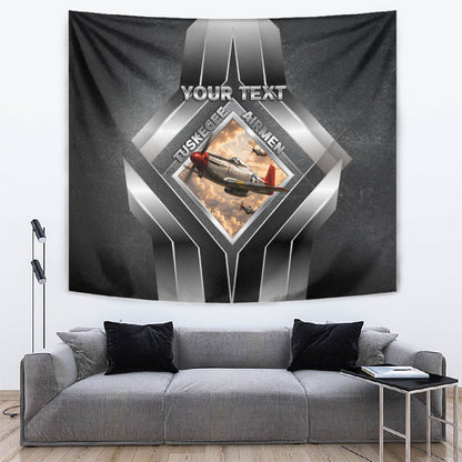 Personalized Tuskegee Airmen Tapestry Vintage WWII Aviation History Graphic Art