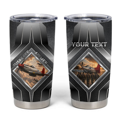 Personalized Tuskegee Airmen Tumbler Cup Vintage WWII Aviation History Graphic Art