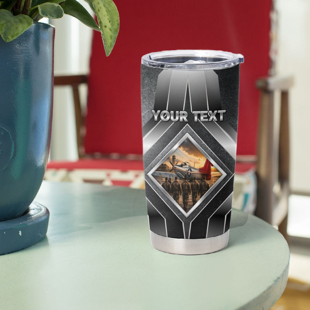 Personalized Tuskegee Airmen Tumbler Cup Vintage WWII Aviation History Graphic Art