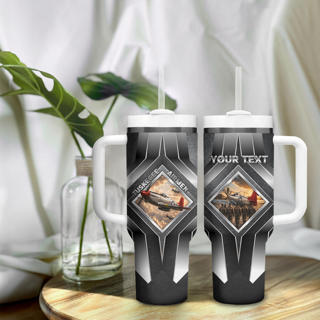 Personalized Tuskegee Airmen Tumbler With Handle Vintage WWII Aviation History Graphic Art