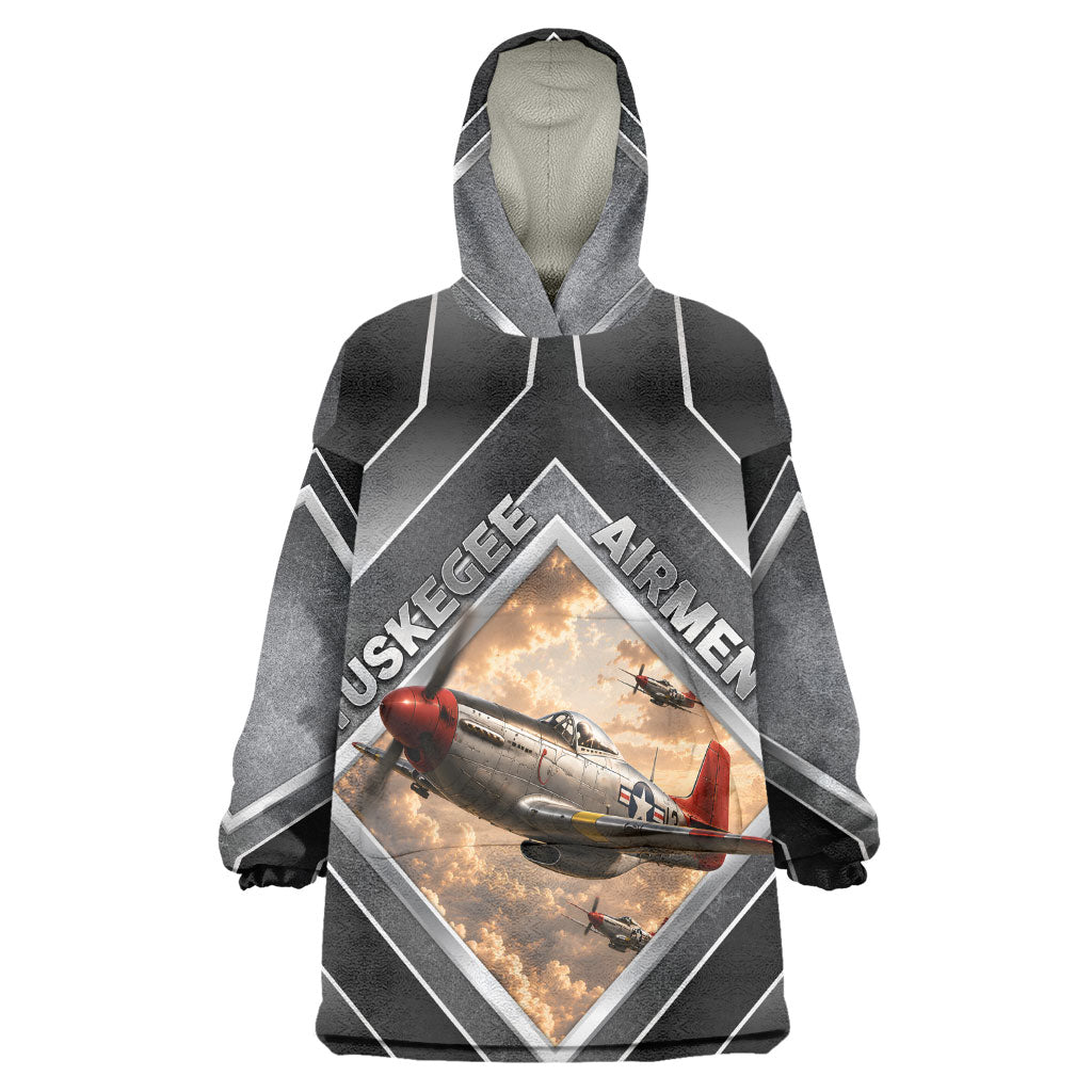 Personalized Tuskegee Airmen Wearable Blanket Hoodie Vintage WWII Aviation History Graphic Art