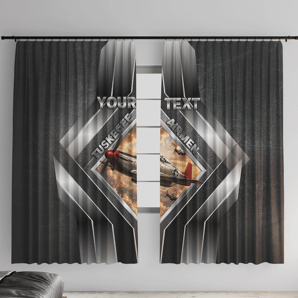 Personalized Tuskegee Airmen Window Curtain Vintage WWII Aviation History Graphic Art