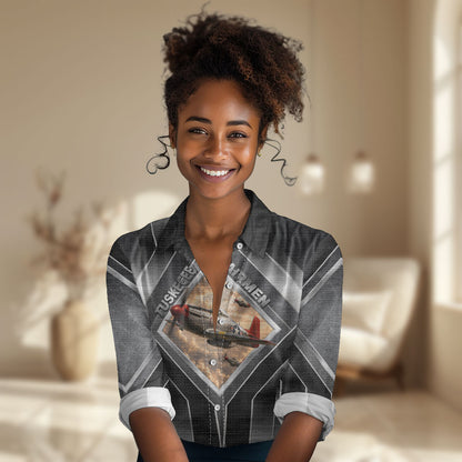Personalized Tuskegee Airmen Women Casual Shirt Vintage WWII Aviation History Graphic Art