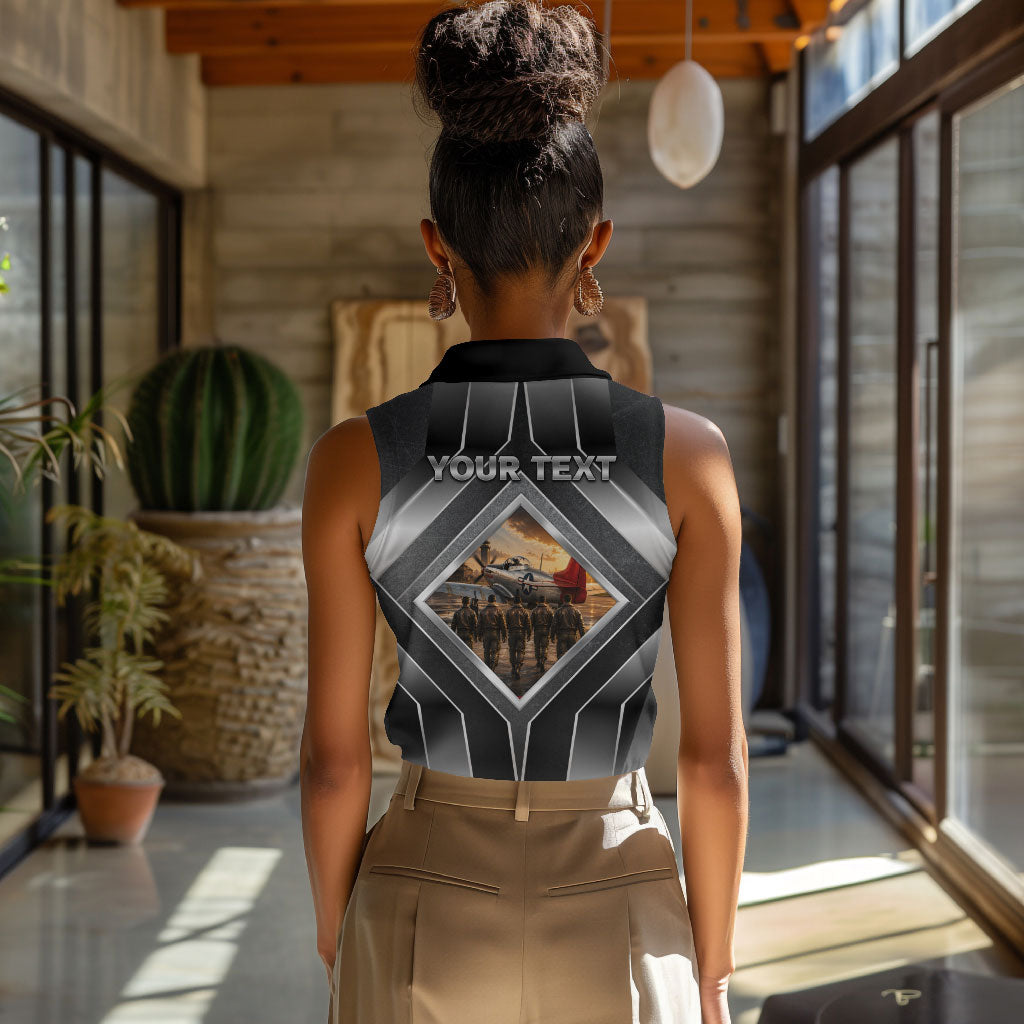 Personalized Tuskegee Airmen Women Sleeveless Polo Shirt Vintage WWII Aviation History Graphic Art