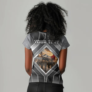 Personalized Tuskegee Airmen Women V-Neck T-Shirt Vintage WWII Aviation History Graphic Art