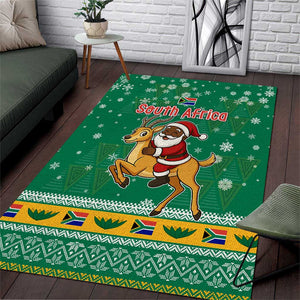 South Africa Christmas Area Rug Santa Reindeer and Africa Map - African Pride