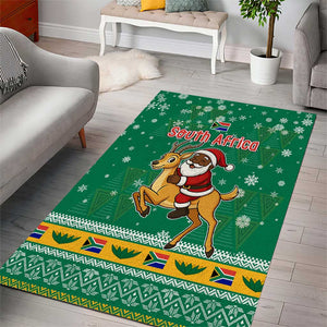 South Africa Christmas Area Rug Santa Reindeer and Africa Map - African Pride