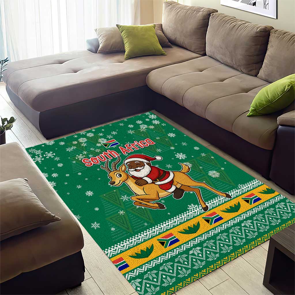South Africa Christmas Area Rug Santa Reindeer and Africa Map - African Pride