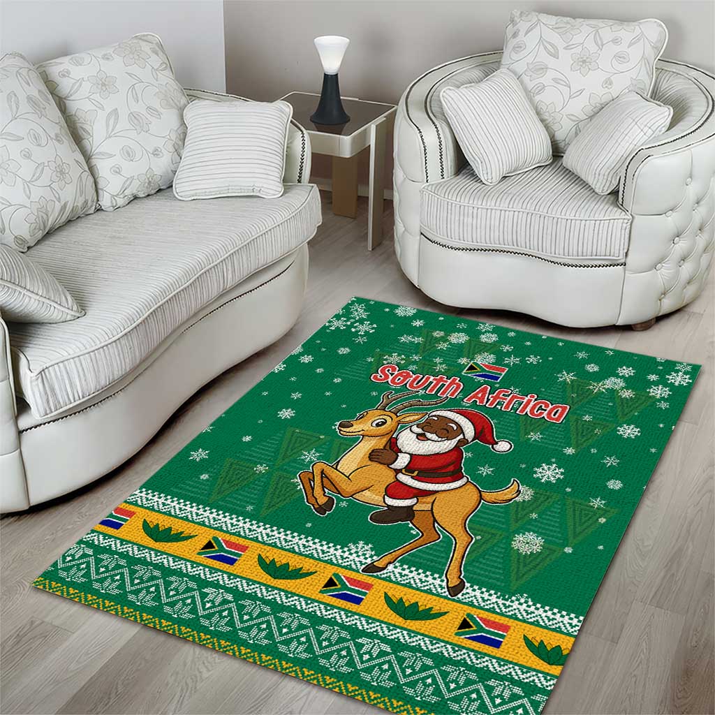 South Africa Christmas Area Rug Santa Reindeer and Africa Map - African Pride