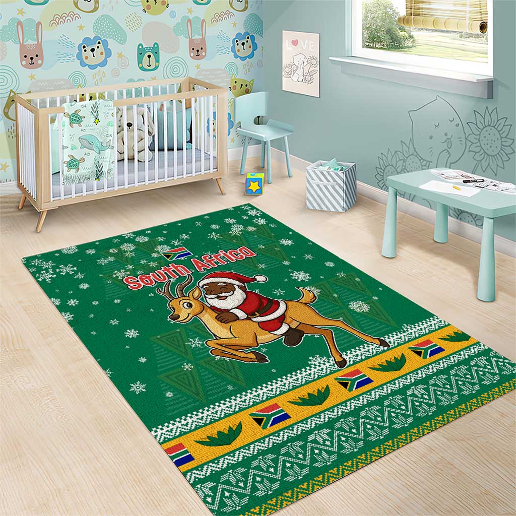 South Africa Christmas Area Rug Santa Reindeer and Africa Map - African Pride