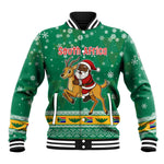 South Africa Christmas Baseball Jacket Santa Reindeer and Africa Map - African Pride