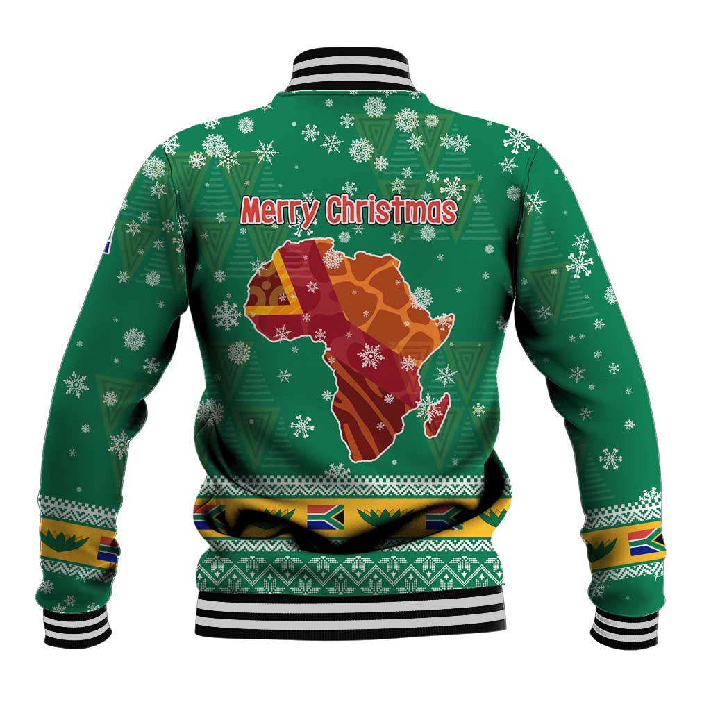 South Africa Christmas Baseball Jacket Santa Reindeer and Africa Map - African Pride