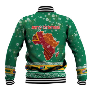 South Africa Christmas Baseball Jacket Santa Reindeer and Africa Map - African Pride