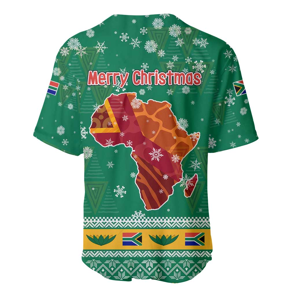 South Africa Christmas Baseball Jersey Santa Reindeer and Africa Map - African Pride