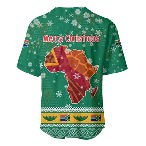 South Africa Christmas Baseball Jersey Santa Reindeer and Africa Map - African Pride