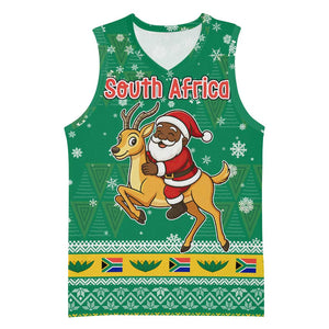 South Africa Christmas Basketball Jersey Santa Reindeer and Africa Map - African Pride