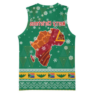 South Africa Christmas Basketball Jersey Santa Reindeer and Africa Map - African Pride